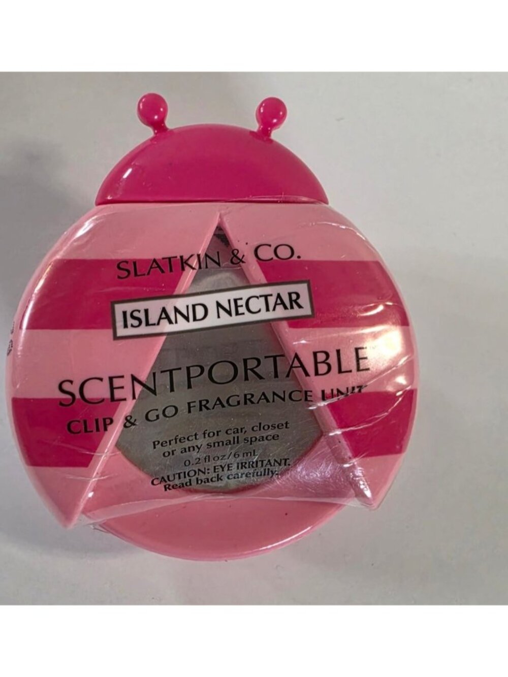 BATH & BODY WORKS SCENTPORTABLE PINK STRIPED LADYBUG ISLAND NECTAR CAR CLIP NEW